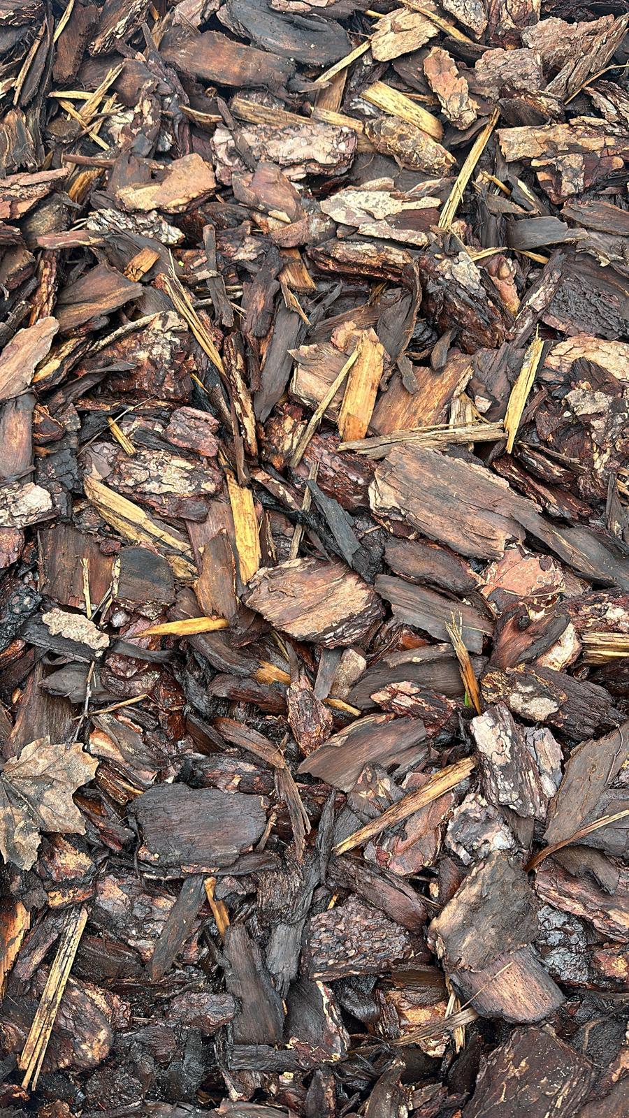 A close up of a pile of wood chips.