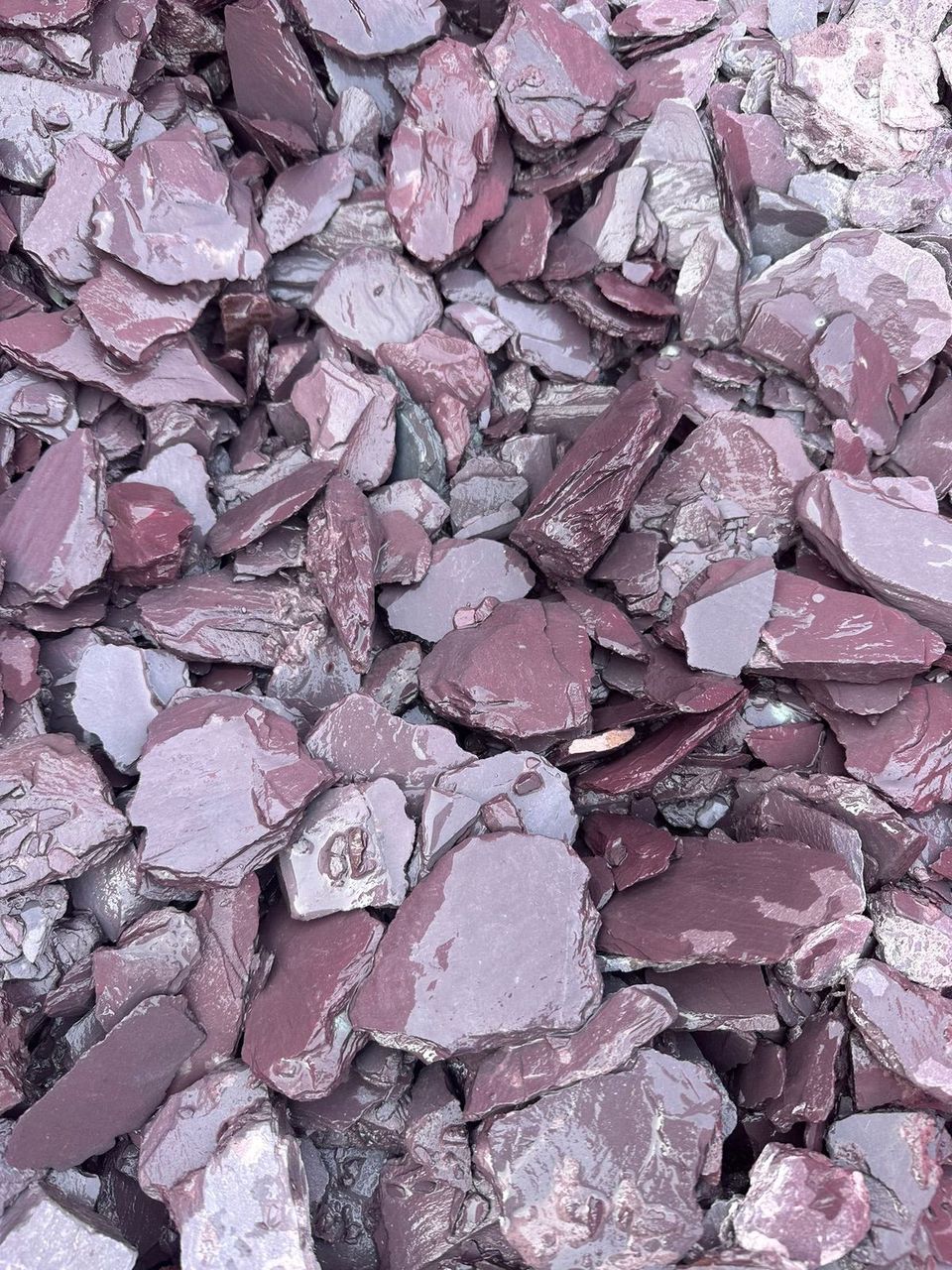 A pile of pink and purple rocks.