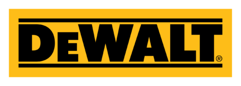 DeWalt logo in bold black letters on a yellow background.