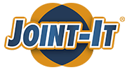 Logo with the text "Joint-It" in bold, blue and white letters, overlaid on an orange and blue circular background.